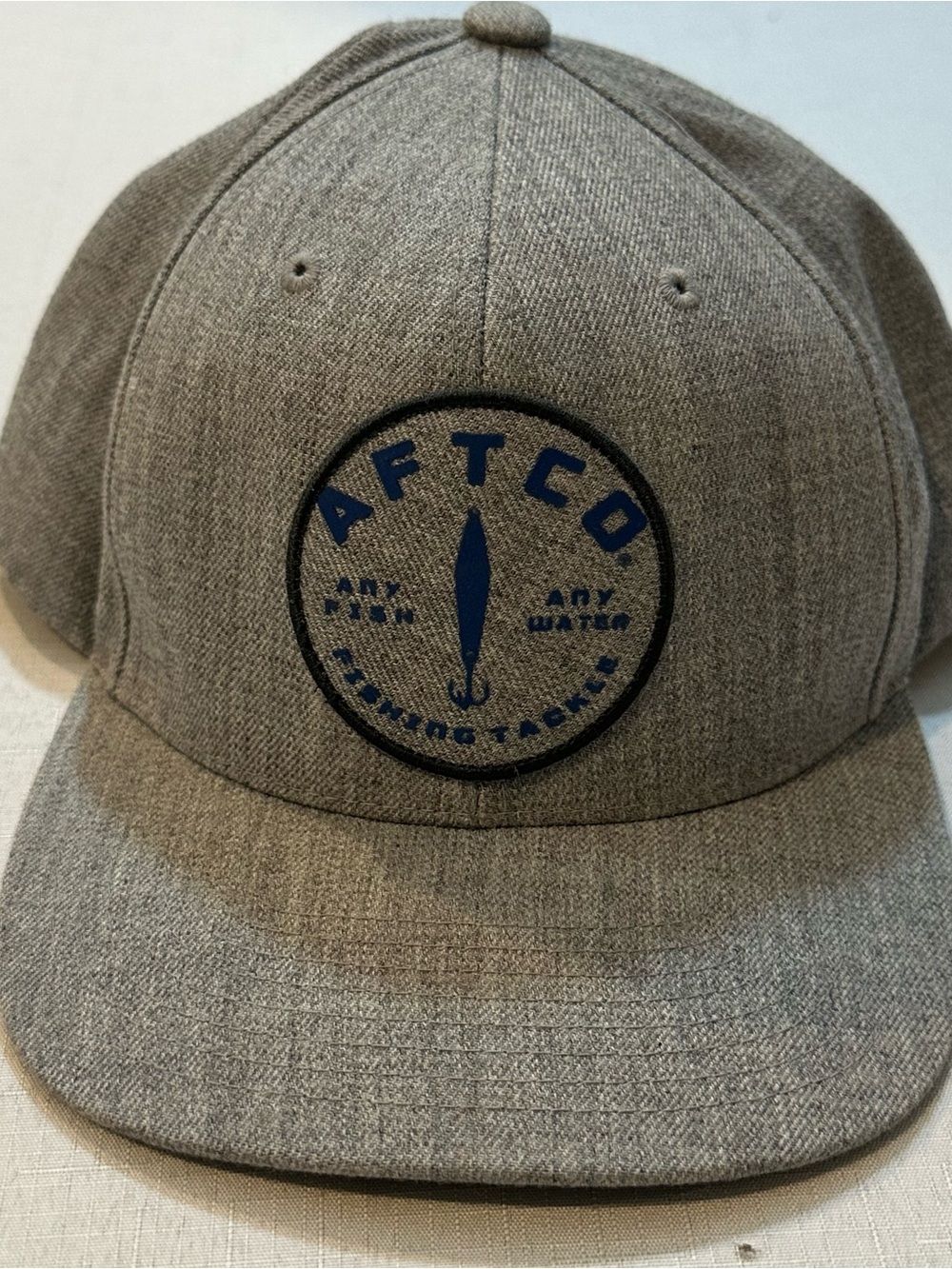 AFTCO Gray Snapback Fishing Hat Any Fish Any Water Cap